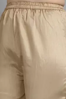 Beige embroidered silk blend Kurta Pant With Dupatta