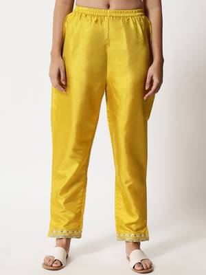 Yellow embroidered silk blend Kurta Pant With Dupatta 4