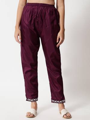 Purple embroidered silk blend Kurta Pant With Dupatta 4