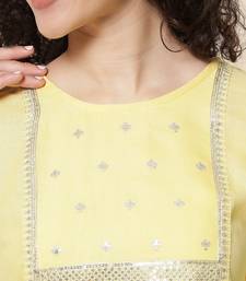 Yellow embroidered cotton Kurta Pant With Dupatta