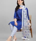 Blue embroidered cotton salwar