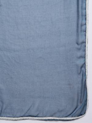 Teal embroidered cotton silk Kurta Pant With Dupatta 3