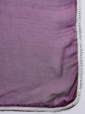 Purple embroidered cotton silk Kurta Pant With Dupatta 4