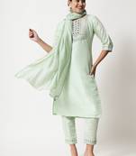 Amber embroidered silk blend Kurta Pant With Dupatta