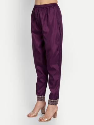 Purple embroidered chanderi Kurta Pant With Dupatta 4