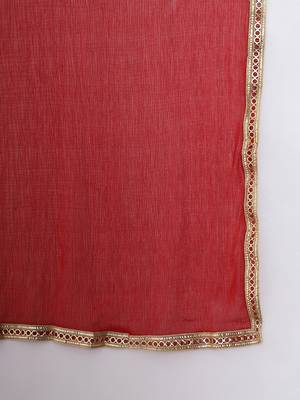 Mustard embroidered cotton silk Kurta Pant With Dupatta 3