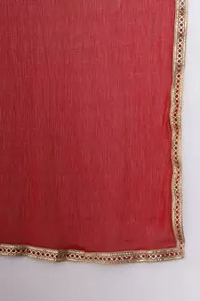 Mustard embroidered cotton silk Kurta Pant With Dupatta