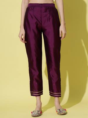 Purple embroidered silk blend Kurta Pant With Dupatta 4