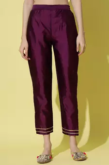 Purple embroidered silk blend Kurta Pant With Dupatta