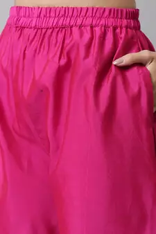 Pink embroidered silk blend Kurta Pant With Dupatta