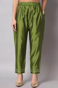 Mehendi embroidered silk blend Kurta Pant With Dupatta