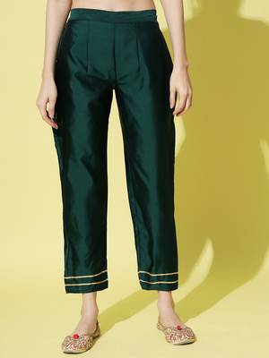 Dark-green embroidered silk blend Kurta Pant With Dupatta 4