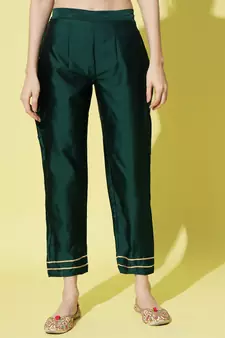 Dark-green embroidered silk blend Kurta Pant With Dupatta