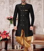 Black embroidered art silk sherwani