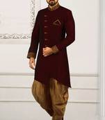 Maroon embroidered art silk sherwani