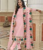 Light-pink embroidered georgette salwar kameez
