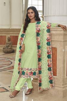 Light-green embroidered georgette salwar kameez