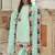 Sky-blue embroidered georgette salwar kameez