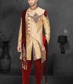 Green embroidered art silk sherwani