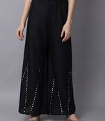 Mirror Embroidery Work Palazzo Pant (Free Size) Black Color