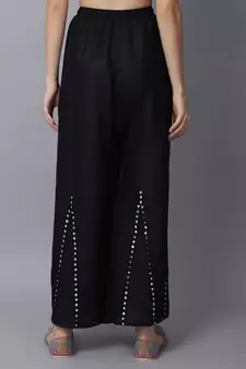 Mirror Embroidery Work Palazzo Pant (Free Size) Black Color