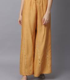 Mirror Embroidery Work Palazzo Pant (Free Size) Beige Color