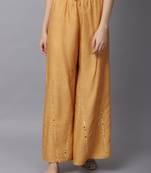 Mirror Embroidery Work Palazzo Pant (Free Size) Beige Color