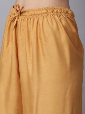Mirror Embroidery Work Palazzo Pant (Free Size) Beige Color 5
