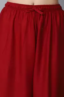 Mirror Embroidery Work Palazzo Pant (Free Size) Maroon Color
