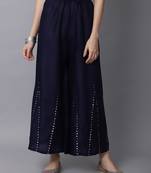 Mirror Embroidery Work Palazzo Pant (Free Size) Navy Color