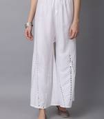 Mirror Embroidery Work Palazzo Pant (Free Size) White Color
