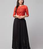 Mirror Embroidery Work Palazzo Pant (Free Size) Black Color