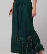 Green Rayon  Palazzo Pant with Mirror Work