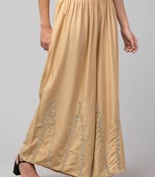 Mirror Embroidery Work Palazzo Pant (Free Size) Beige Color