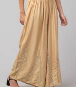 Mirror Embroidery Work Palazzo Pant (Free Size) Beige Color