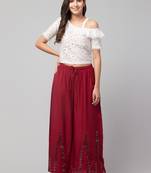 Mirror Embroidery Work Palazzo Pant (Free Size) Maroon Color