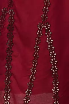 Mirror Embroidery Work Palazzo Pant (Free Size) Maroon Color