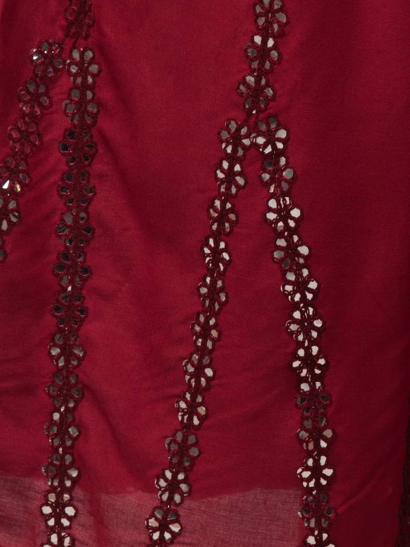 Mirror Embroidery Work Palazzo Pant (Free Size) Maroon Color