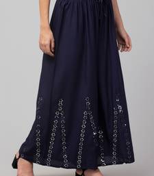 Mirror Embroidery Work Palazzo Pant (Free Size) Navy Color