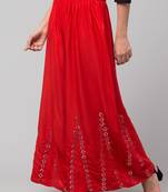 Mirror Embroidery Work Palazzo Pant (Free Size) Red Color