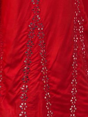 Mirror Embroidery Work Palazzo Pant (Free Size) Red Color 5
