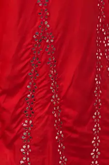Mirror Embroidery Work Palazzo Pant (Free Size) Red Color