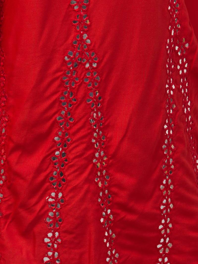 Mirror Embroidery Work Palazzo Pant (Free Size) Red Color