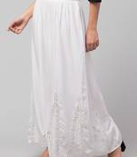 Mirror Embroidery Work Palazzo Pant (Free Size) White Color