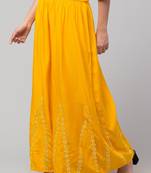Mirror Embroidery Work Palazzo Pant (Free Size) Yellow Color