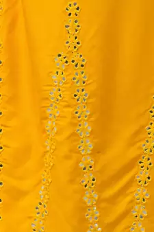 Mirror Embroidery Work Palazzo Pant (Free Size) Yellow Color