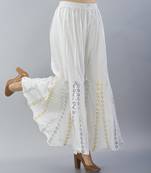White Rayon Gota Patti Work Palazzo Pants