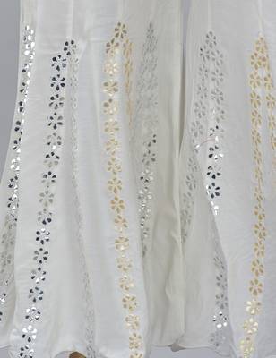 White Rayon Gota Patti Work Palazzo Pants 5