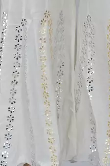 White Rayon Gota Patti Work Palazzo Pants