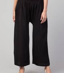 Women Black Solid Relaxed Fit Palazzo with Elastic Drawstring